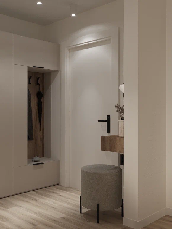 Дизайн-проект прихожей с навесной тумбой